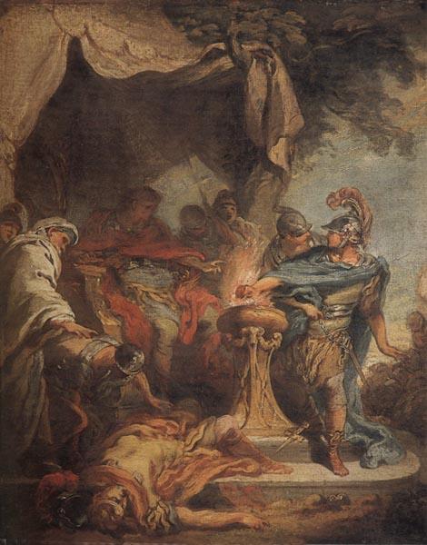 Francois Boucher Mucius Scaevola putting his hand in the fire